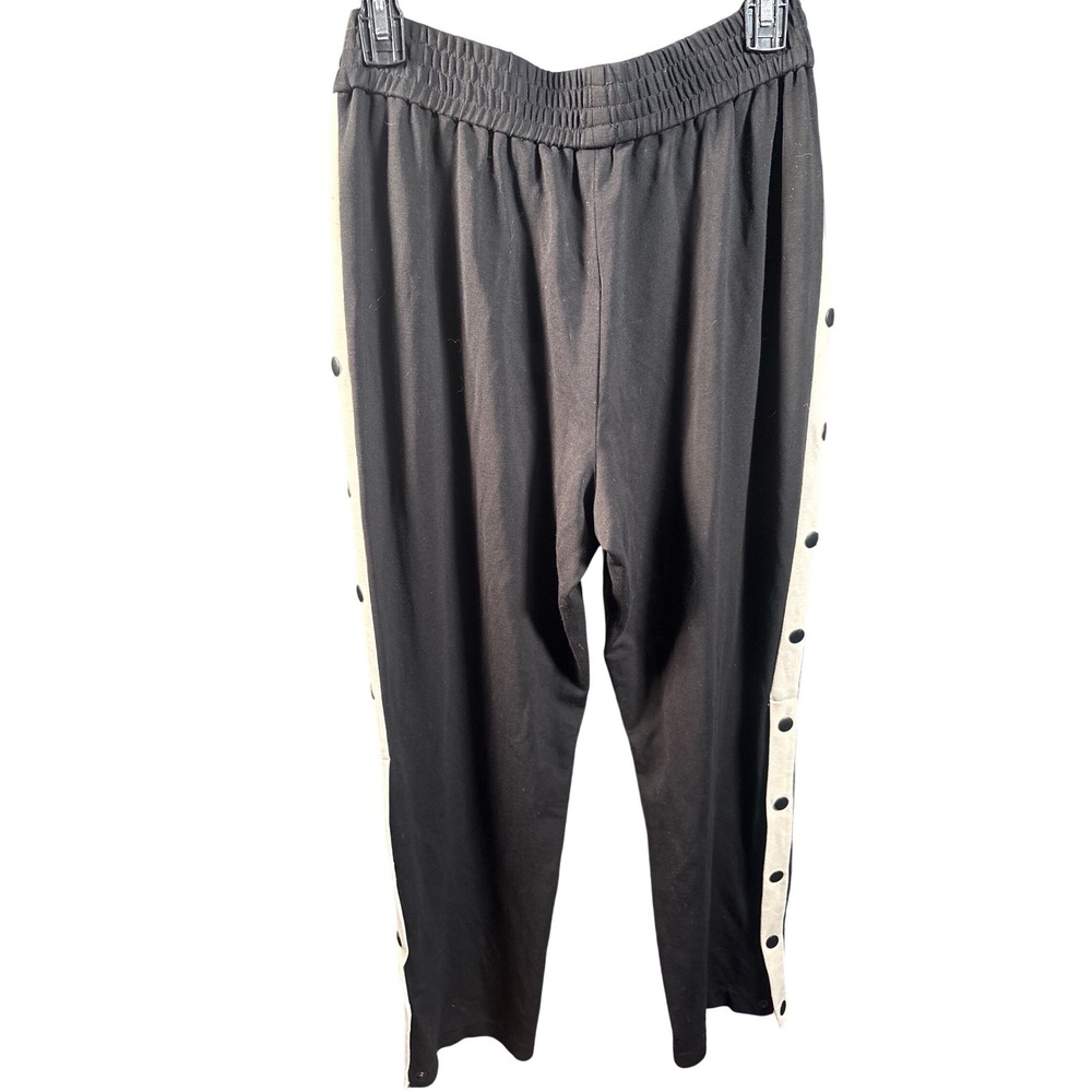 Alice + Olivia AIR Black‎ Snap Side Track Pants Cropped Joggers S